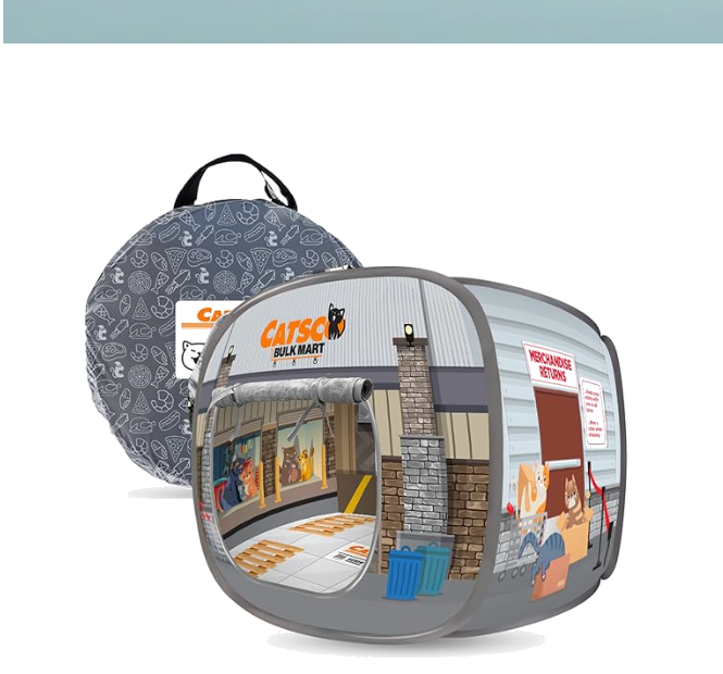Capnip travel bag with cardboard house products