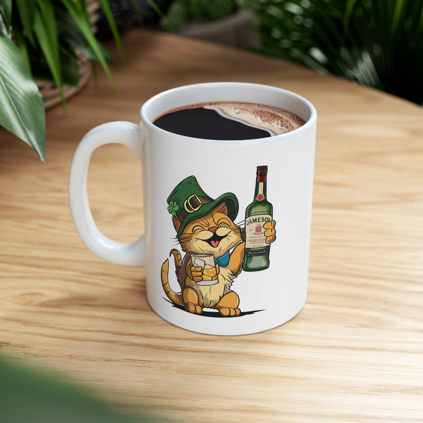 Cat and Jameson Whisky - Ceramic Mug 11oz - White