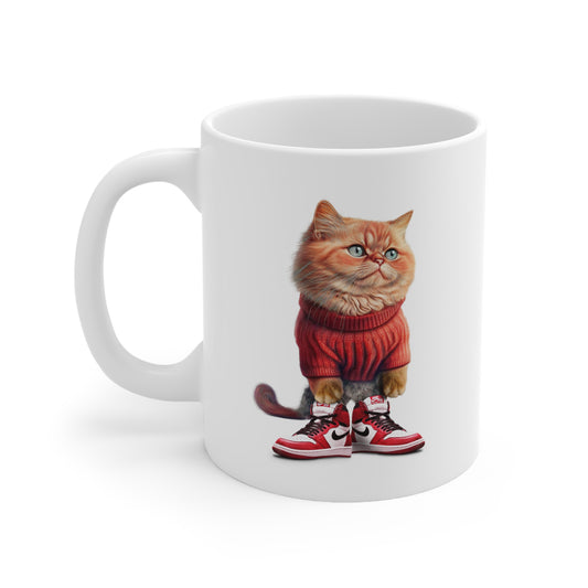 Cat Sneakers - Air Jordan Chicago - 11oz Mug - White