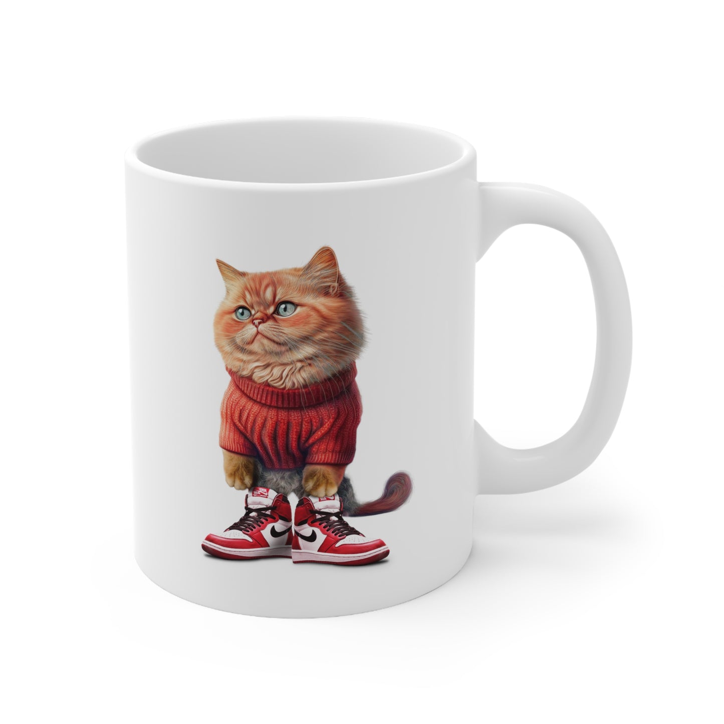 Cat Sneakers - Air Jordan Chicago - 11oz Mug - White