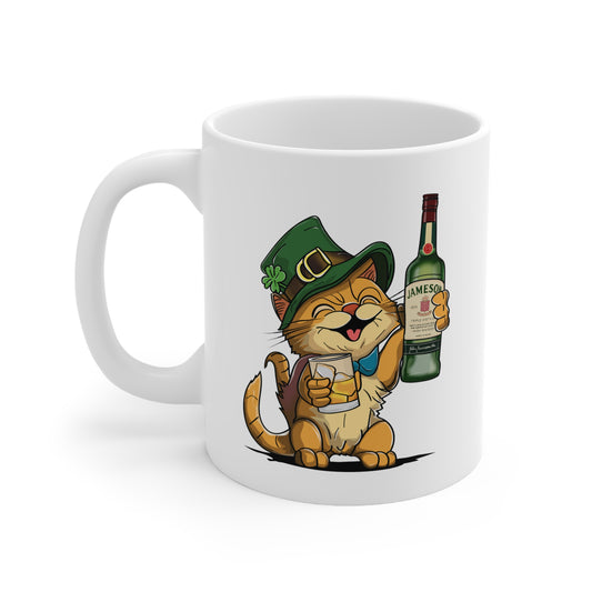 Cat and Jameson Whisky - Ceramic Mug 11oz - White