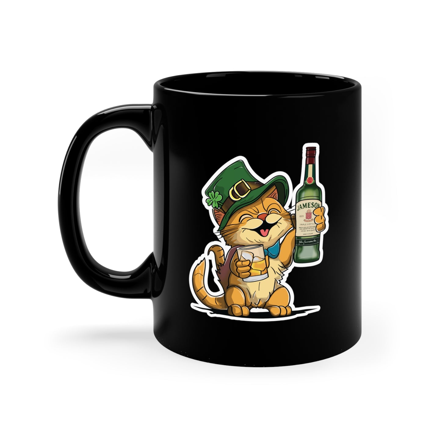 Cat and Jameson Whisky - Ceramic Mug 11oz - Black